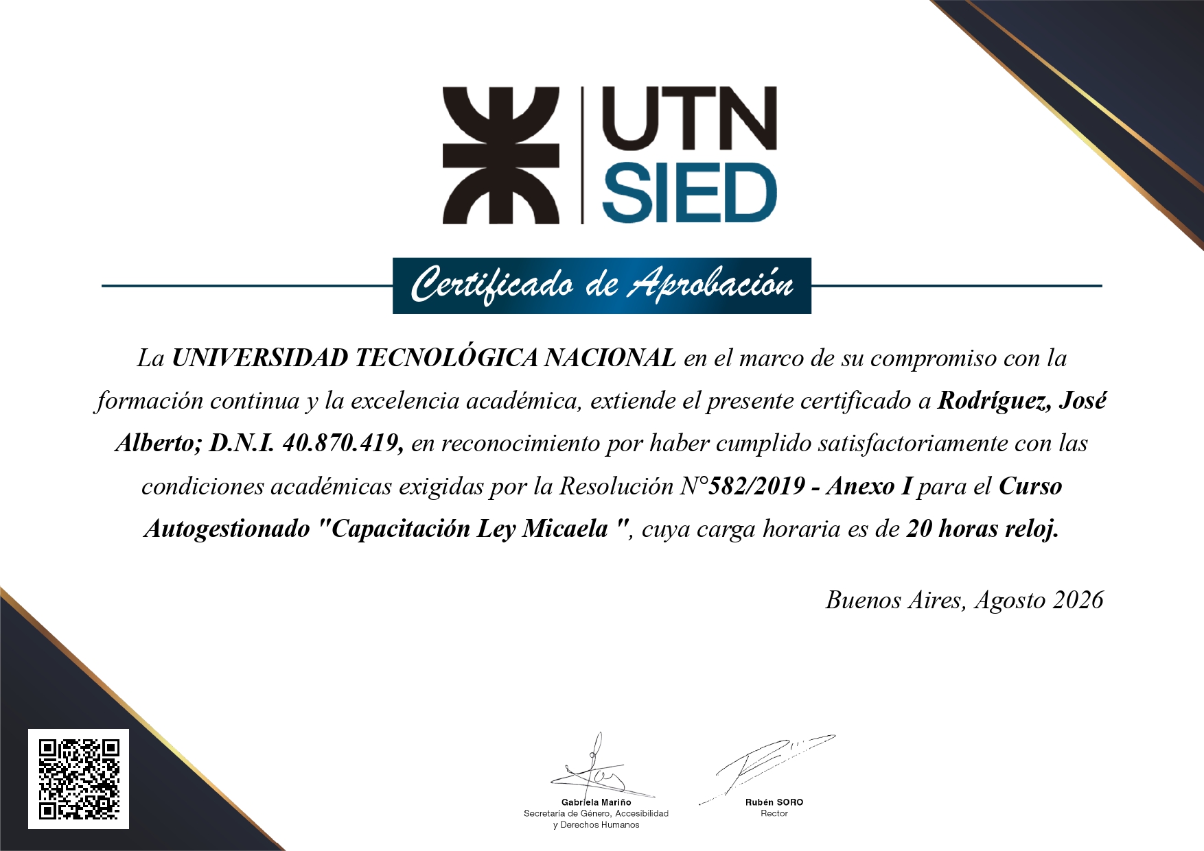 Certificado Tutorías