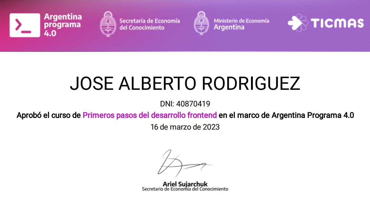 Certificado Argentina Programa